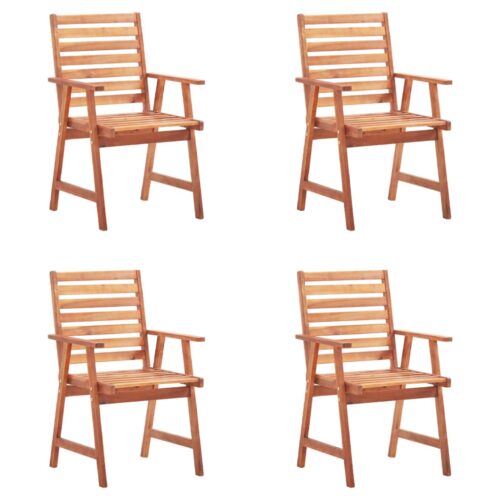 Outdoor Dining Chairs 4pcs with Cushions Solid Acacia Wood - Image 2