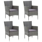 Garden Dining Chairs 4pcs Poly Rattan Grey