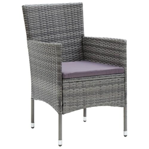Garden Dining Chairs 4pcs Poly Rattan Grey - Image 2