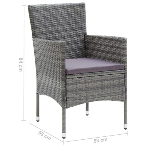 Garden Dining Chairs 4pcs Poly Rattan Grey - Image 8