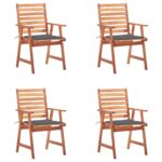Outdoor Dining Chairs 4pcs with Cushions Solid Acacia Wood