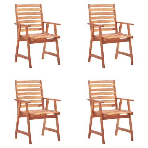 Outdoor Dining Chairs 4pcs with Cushions Solid Acacia Wood - Image 2