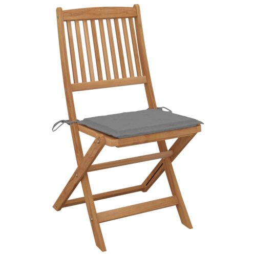 Folding Garden Chairs 6pcs with Cushions Solid Acacia Wood