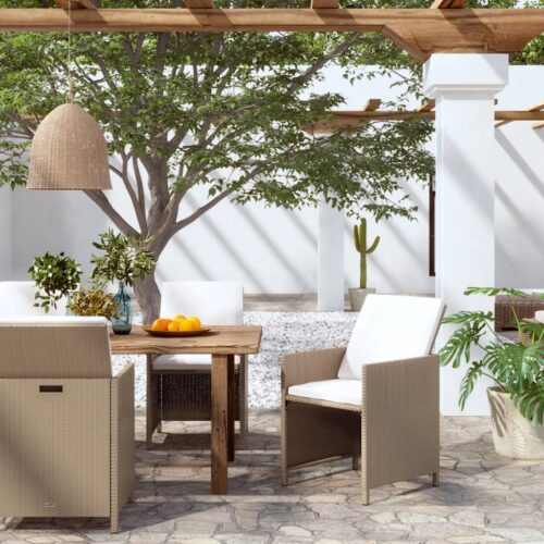 Garden Chairs with Cushions 4pcs Poly Rattan Beige - Image 11
