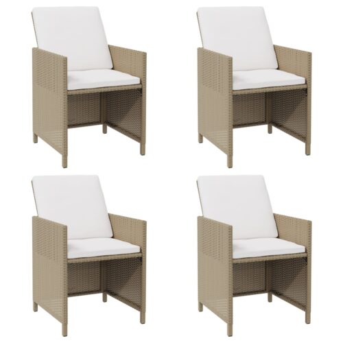 Garden Chairs with Cushions 4pcs Poly Rattan Beige - Image 2