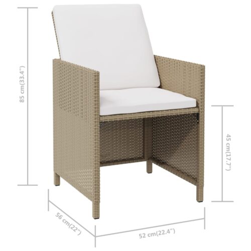 Garden Chairs with Cushions 4pcs Poly Rattan Beige - Image 10