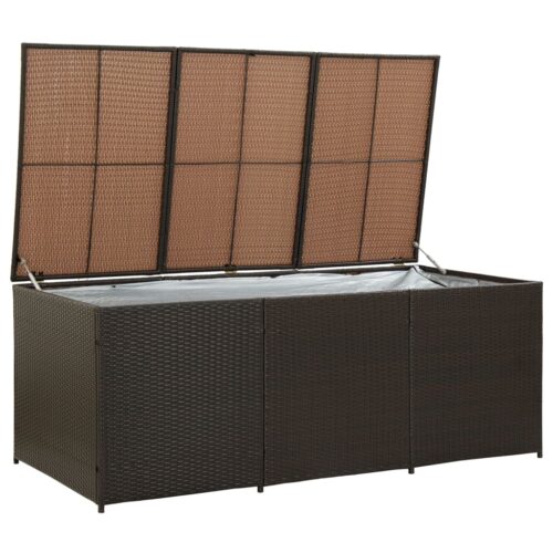 Garden Storage Box Poly Rattan 180x90x70cm Brown - Image 2