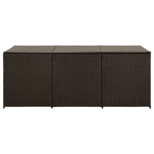 Garden Storage Box Poly Rattan 180x90x70cm Brown - Image 3