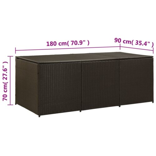 Garden Storage Box Poly Rattan 180x90x70cm Brown - Image 8