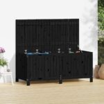 Garden Storage Box Black 147x68x64cm Solid Wood Pine