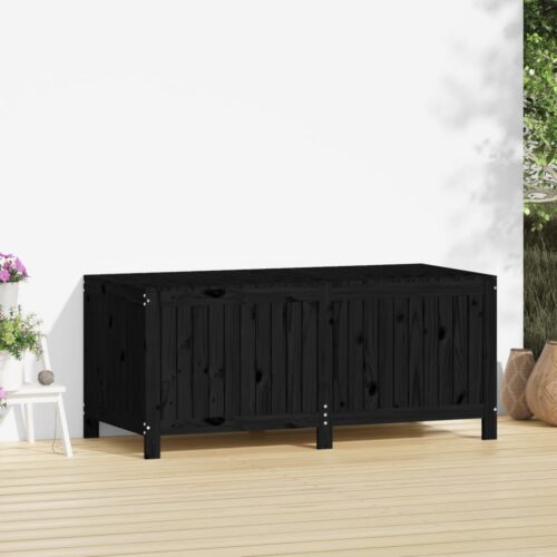 Garden Storage Box Black 147x68x64cm Solid Wood Pine - Image 2