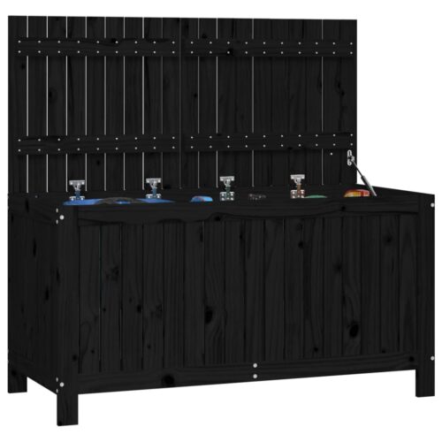 Garden Storage Box Black 147x68x64cm Solid Wood Pine - Image 3