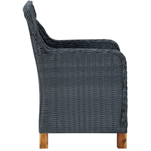 Garden Chairs with Cushions 2pcs Poly Rattan Dark Grey - Image 5