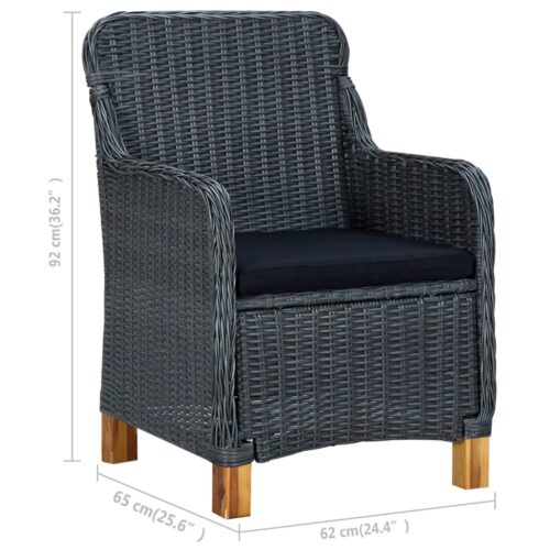 Garden Chairs with Cushions 2pcs Poly Rattan Dark Grey - Image 8