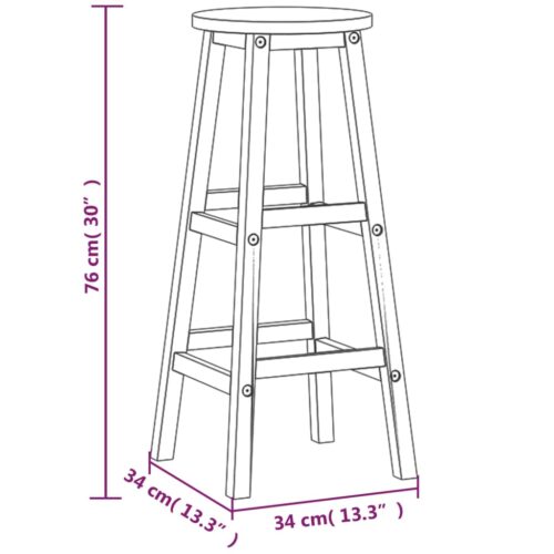 Bar Stools 8pcs Solid Wood Acacia - Image 5