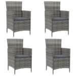 Garden Chairs with Cushions 4pcs Poly Rattan Grey