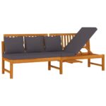 Day Bed with Grey Cushion 200x60x75cm Solid Wood Acacia