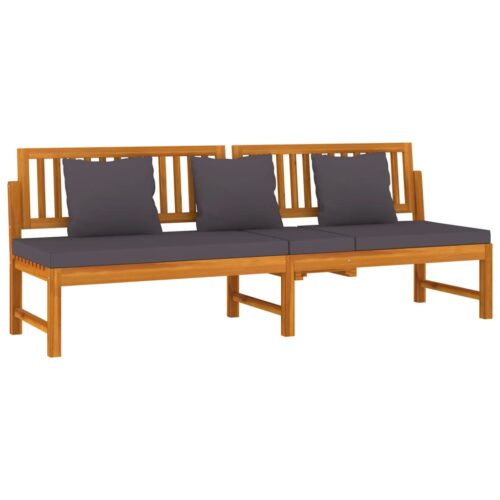 Day Bed with Grey Cushion 200x60x75cm Solid Wood Acacia - Image 3