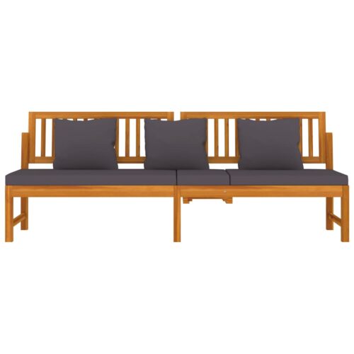 Day Bed with Grey Cushion 200x60x75cm Solid Wood Acacia - Image 4