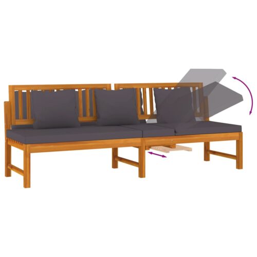 Day Bed with Grey Cushion 200x60x75cm Solid Wood Acacia - Image 6