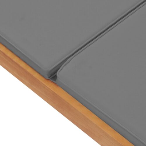 Sun Lounger with Cushion Solid Teak Wood Dark Grey - Image 8
