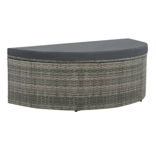 2 Seater Garden Sofa with Cushions Parasol Grey Poly Rattan - Image 5
