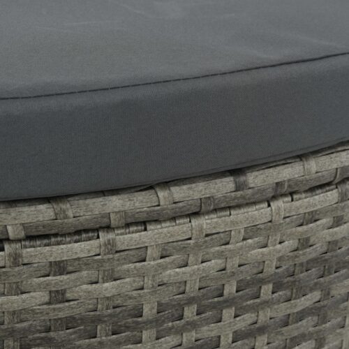 2 Seater Garden Sofa with Cushions Parasol Grey Poly Rattan - Image 6