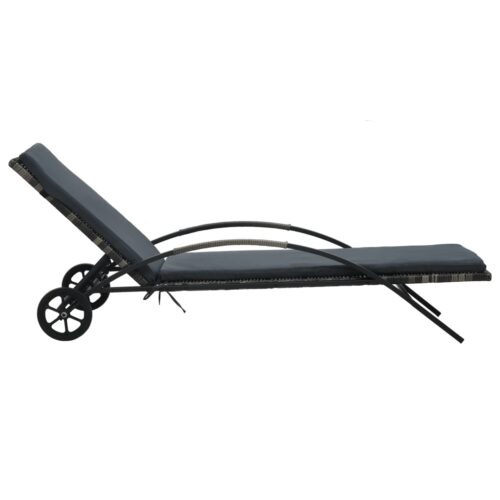 Sun Loungers with Table Poly Rattan Anthracite - Image 2