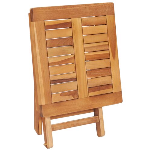Sun Lounger with Table Cushion Solid Teak Wood - Image 6