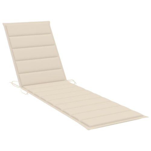 Sun Lounger with Table Cushion Solid Teak Wood - Image 7
