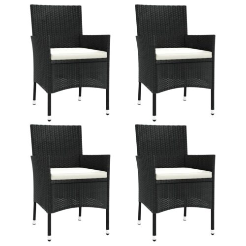 Garden Chairs with Cushions 4pcs Poly Rattan Black - Image 2