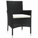 Garden Chairs with Cushions 4pcs Poly Rattan Black