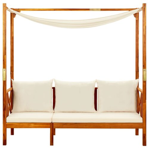 Garden Bench with Canopy Solid Acacia Wood - Image 2