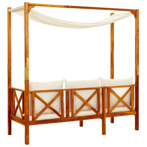 Garden Bench with Canopy Solid Acacia Wood - Image 3