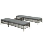 Sun Loungers 2pcs with Table Poly Rattan Grey
