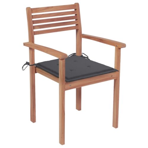 Garden Chairs 4pcs with Anthracite Cushions Solid Teak Wood