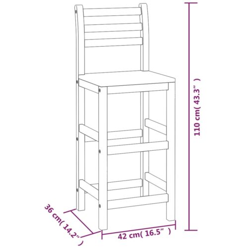 Bar Stools 6pcs Solid Wood Acacia - Image 5