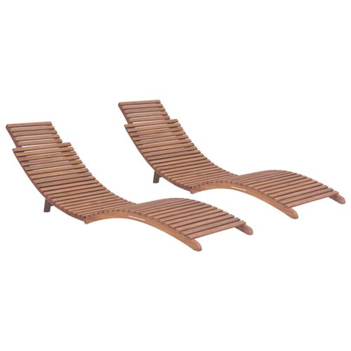 Folding Sun Loungers 2pcs Solid Teak Wood