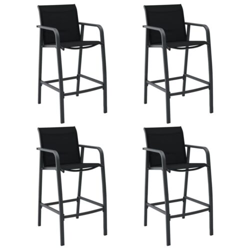 Garden Bar Chairs 4pcs Black Textilene - Image 8