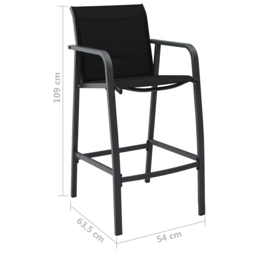 Garden Bar Chairs 4pcs Black Textilene - Image 7