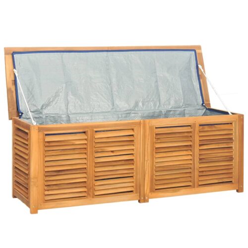 Garden Storage Box with Bag 150x50x53cm Solid Wood Teak - Image 5