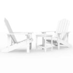Garden Adirondack Chairs with Table HDPE White