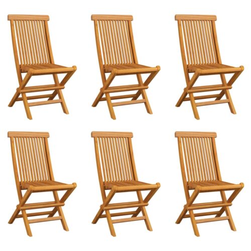 Folding Garden Chairs 6pcs Solid Teak Wood - Image 2