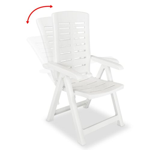 Reclining Garden Chairs 4pcs Plastic White - Image 2