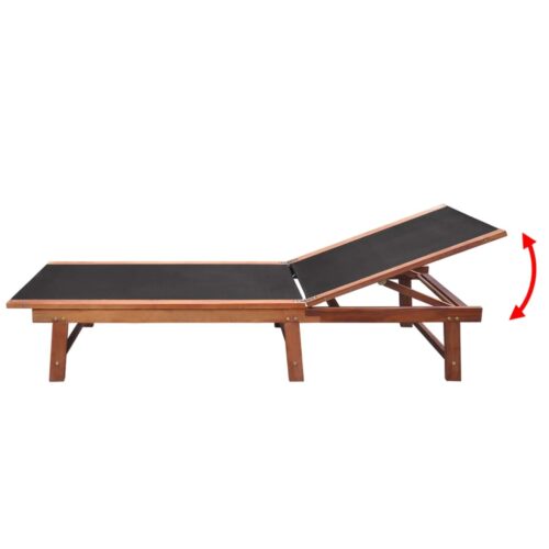 Sun Loungers 2pcs with Table Solid Acacia Wood Textilene - Image 5