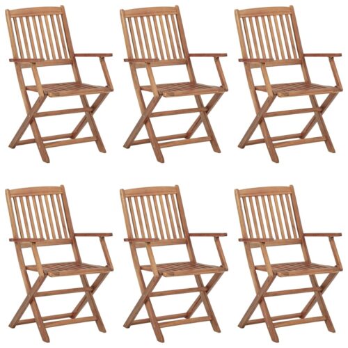 Folding Garden Chairs 6pcs with Cushions Solid Acacia Wood - Image 3