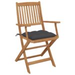 Folding Garden Chairs 6pcs with Cushions Solid Acacia Wood