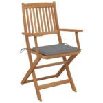 Folding Garden Chairs 6pcs with Cushions Solid Acacia Wood