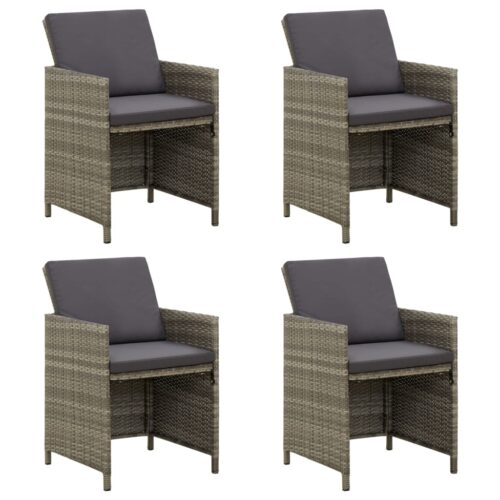 Garden Chairs with Cushions 4pcs Poly Rattan Grey - Image 9