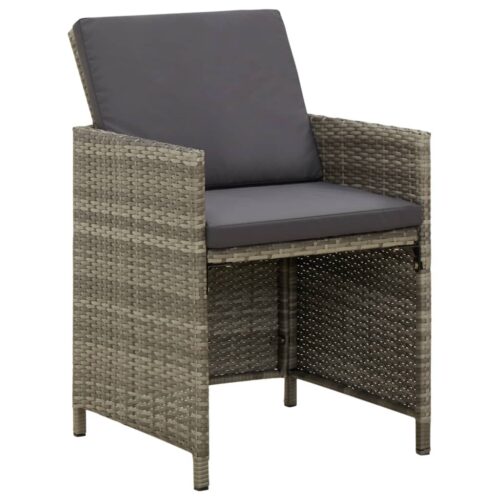 Garden Chairs with Cushions 4pcs Poly Rattan Grey